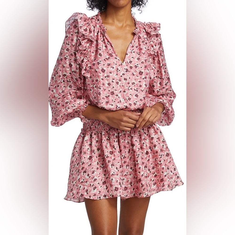 NWT Ramy Brook Printed Penelope Ruffle Mini Dress Size Medium - Picture 4 of 13